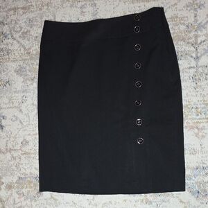 White House Black Market Black Buttoned Pencil Skirt